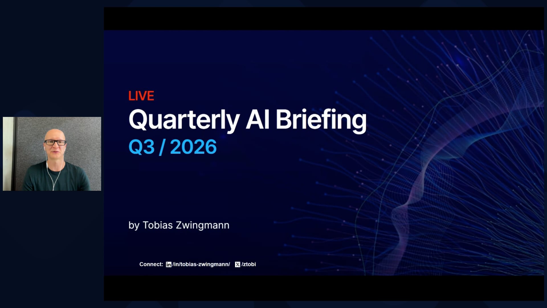Tobias Zwingmann presenting the Q3 2026 Quarterly AI Briefing